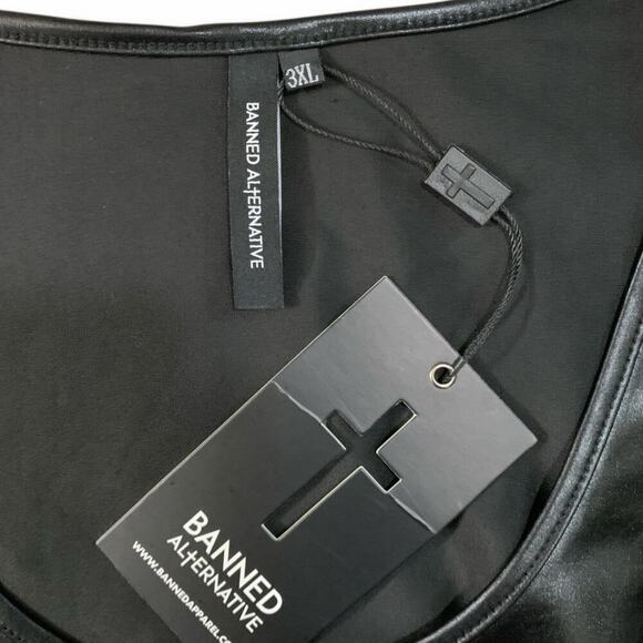 NWT Banned Apparel Wet-Look Fit-n-Flare Bell-Sleeved Mini Dress-3X - Picture 4 of 10